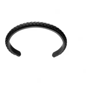 Image of Fred Bennett Plait Black Leather Cuff Bracelets B5112