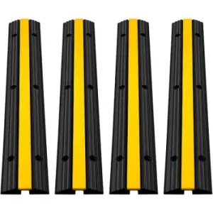 Image of VEVOR 4 Pack of 1-Channel Rubber Cable Protector Ramps Heavy Duty 18000Lbs Load Capacity Cable Wire Cord Cover Ramp Speed Bump Driveway Hose Cable