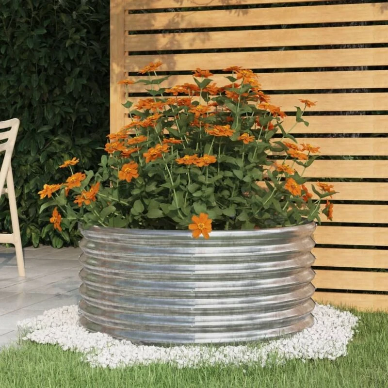 Image of VIDAXL Garden Planter Powder-coated Steel 80x80x36cm Silver Vidaxl 8720286855607