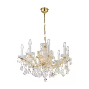 Image of Maria Classic Crystal 8 Arm Chandelier Polished Gold, 8x E14