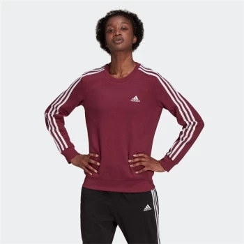 Image of adidas Essentials 3-Stripes Fleece Sweatshirt Womens - Victory Crimson / White