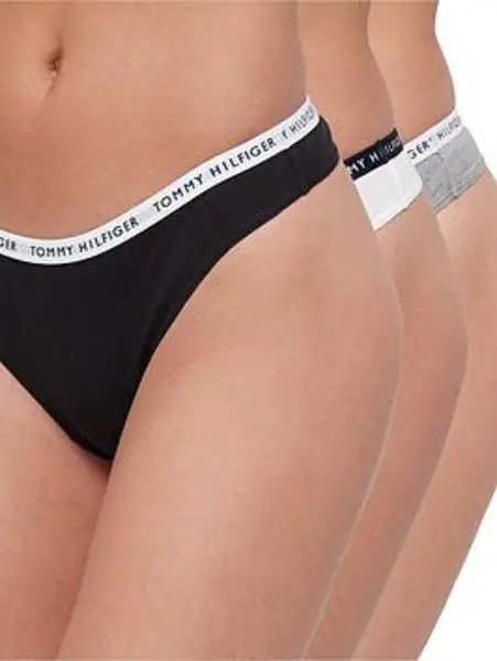 Image of Tommy Jeans White / Desert Sky / Primary Red 3 Pack Recycled Cotton Thongs Red Female L 158557UK