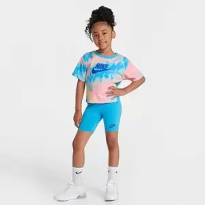 Image of Girls' Little Kids Nike Boxy T-Shirt and Bike Shorts Set