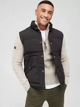 Image of Superdry Vintage Mountain Padded Gilet - Black Size M Men