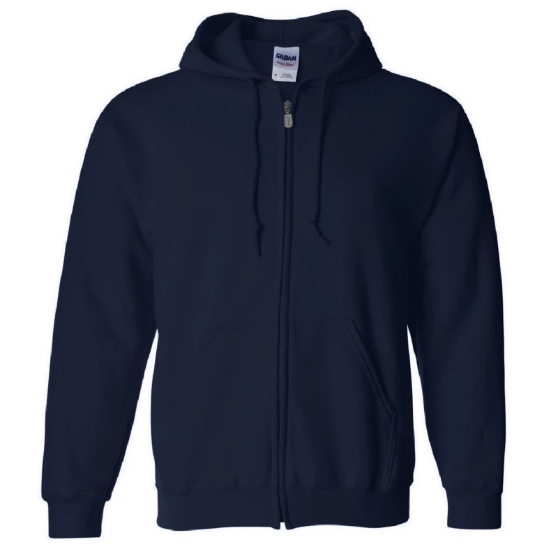 Image of Gildan Heavy Blend Full Zip Hooded Sweatshirt Top in Navy Size: Small Navy Unisex S