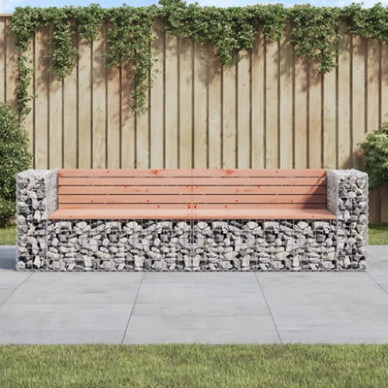 Image of vidaXL Garden Bench Gabion Design 244x71x65.5cm Solid Wood Douglas, Brown 3196240