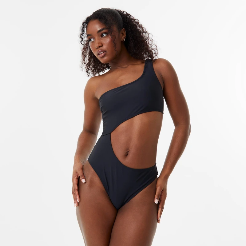 Image of Jack Wills One Shoulder Cut Out Swimsuit - Black 6
