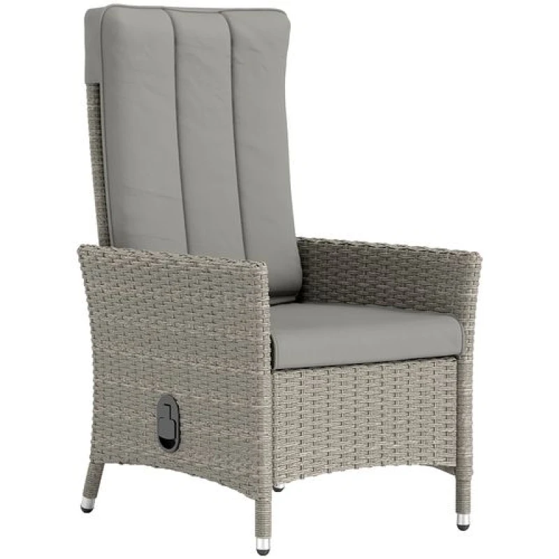 Image of Outsunny Outsunny Rattan Garden Recliner Chair with Adjustable Backrest - Grey