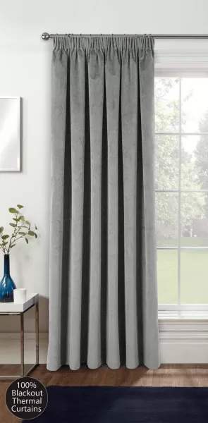 Image of Oxford Velvet Pencil Pleat Door Curtain