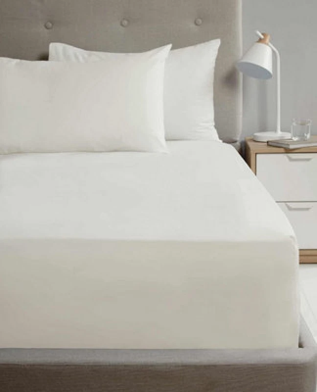 Image of Homespace Direct Ltd Flat Sheet 180Tc Percale Cream King Size Sheet Suitable For Deep Mattresses