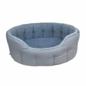Image of P&L Premium Fleece Lined Bolster Style Medium Softee Bed - Grey/Grey