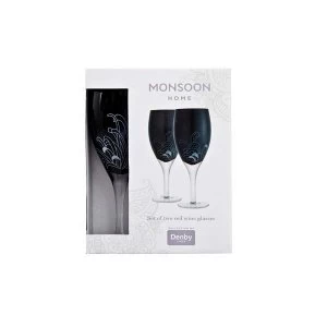 Image of Denby Monsoon Chrysanthemum Red Wine Glass Pack Of 2