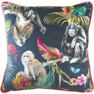 Image of Evans Lichfield Jungle Monkey Cushion Cover (One Size) (Blue) - Blue