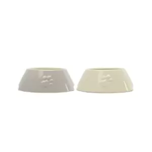 Image of Scruffs Set of 2 Long Eared Dog Bowls Cream and Light Grey