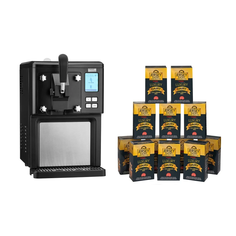 Image of Cooks Professional Digital Luxury Soft Serve Ice Cream Maker 1.5L with Self-Cooling Compressor & 12 X 1L Luxury Jersey Mix in Black Size: 12 Pack Bl