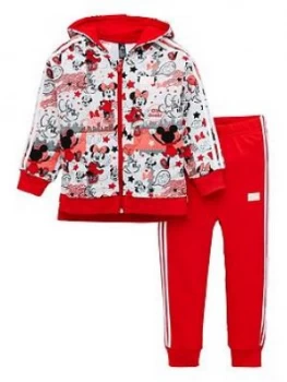 Image of adidas Infants 2 Piece Disney Mickey Mouse Joggers and Hoodie Set - Grey Heather, Size 3-6 Months