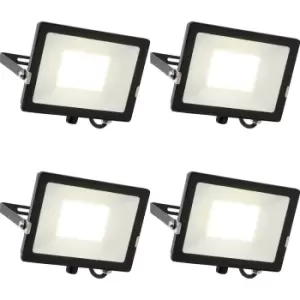 Image of 4 PACK Outdoor Waterproof LED Floodlight - 50W Cool White LED - Matt Black