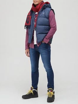 Image of Tommy Jeans Essential Down Fill Padded Gilet - Twilight Navy , Twilight Navy, Size L, Men