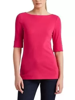 Image of Lauren by Ralph Lauren Judy Elbow Sleeve Knit - Pink Size M Women