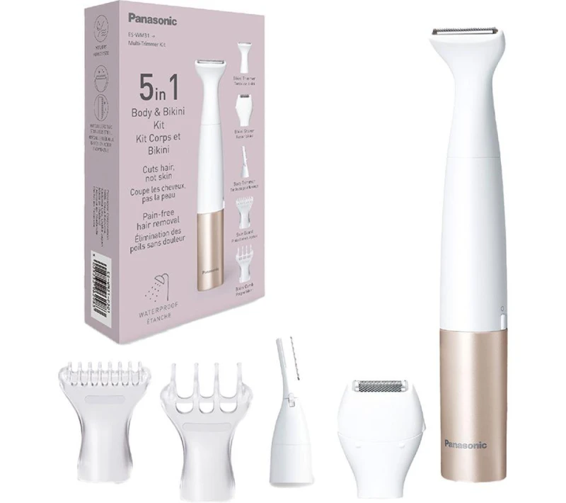 Image of PANASONIC ES-WM31-P301 5-in-1 Body & Bikini Trimmer Kit - White 5025232962983