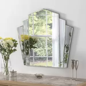 Image of Olivia's Akola Art Deco Bevelled Fan Wall Mirror in Silver