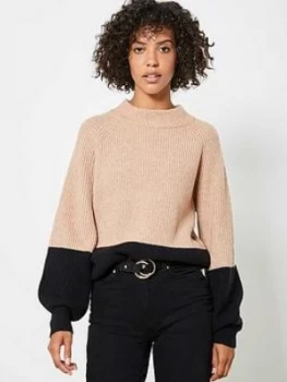 Image of Mint Velvet Blocked Stripe Jumper - Camel