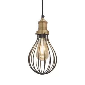 Image of Industville Brooklyn Balloon Cage Pewter Pendant With Plug / 6" Pewter Holder With Plug