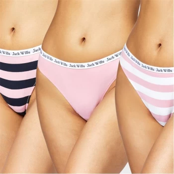Image of Jack Wills Pelcham Heritage Multipack Thong 3 Pack - Pink/Navy Strp