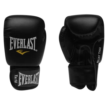 Image of Everlast Leather Thai Boxing Gloves - BLACK