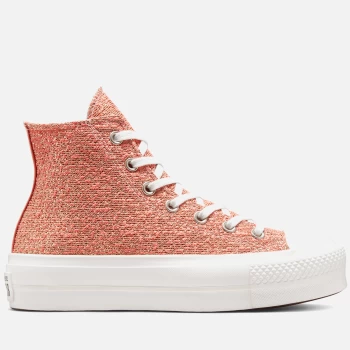 Image of Converse Womens Chuck Taylor All Star Wabi Sabi Lift Hi-Top Trainers - Healing Clay/Light Gold - UK 5