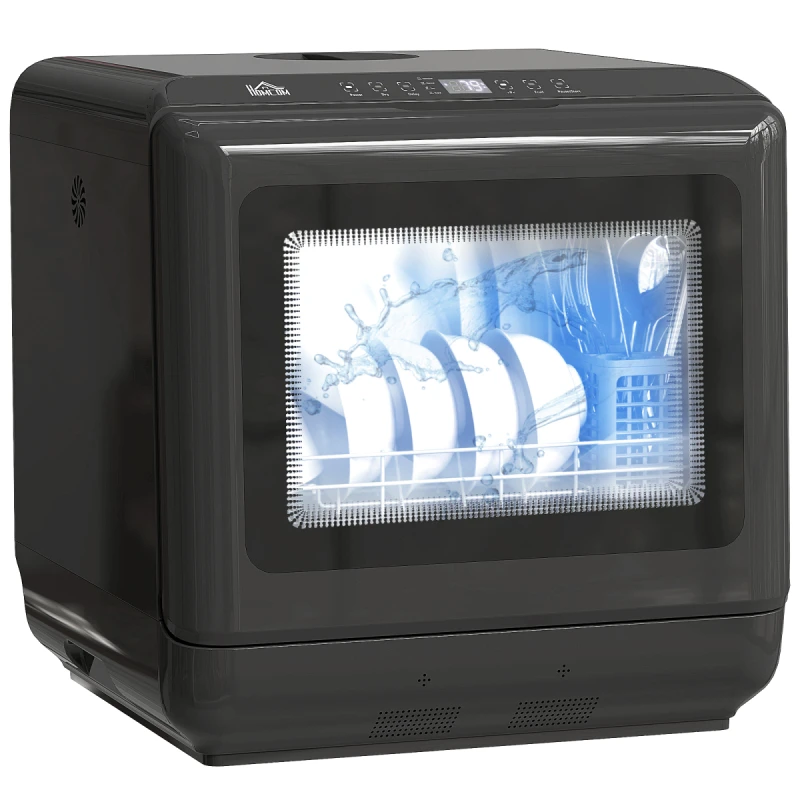 Image of HOMCOM HOMCOM Countertop Dishwasher with Dual Water Supply and 6 Programs, Black