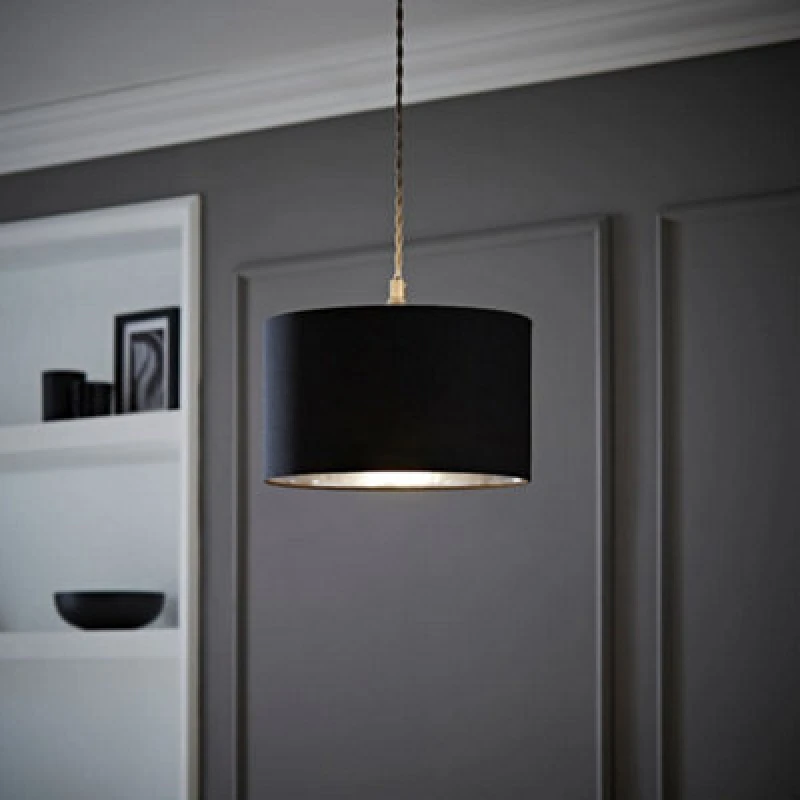 Image of ValueLights ValueLights Reni Black with Metallic Chrome Inner Easy Fit Ceiling Lamp Shade Size: Small Black Small Unisex 5016529270690