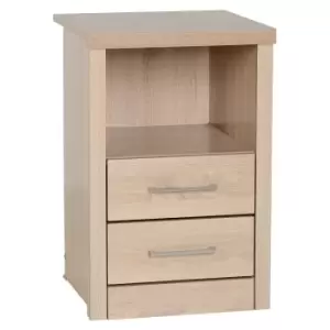 Image of Seconique Lisbon Light Oak Effect 2 Drawer 1 Shelf Bedside Cabinet