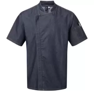 Image of Premier Unisex Adult Short-Sleeved Chef Jacket (XS) (Indigo Denim) - Indigo Denim