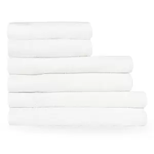 Image of Textured Weave 6 Piece Hand/Bath/Sheet Towel Set White