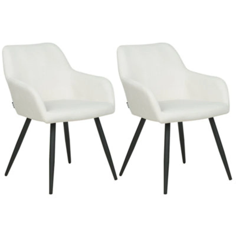 Image of Beliani Set Of 2 Dining Chairs Casmalia Velvet Off-White