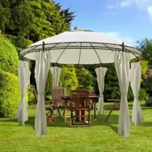 Image of vidaXL Round Gazebo with Curtains 3,5 x 2,7 m - Cream