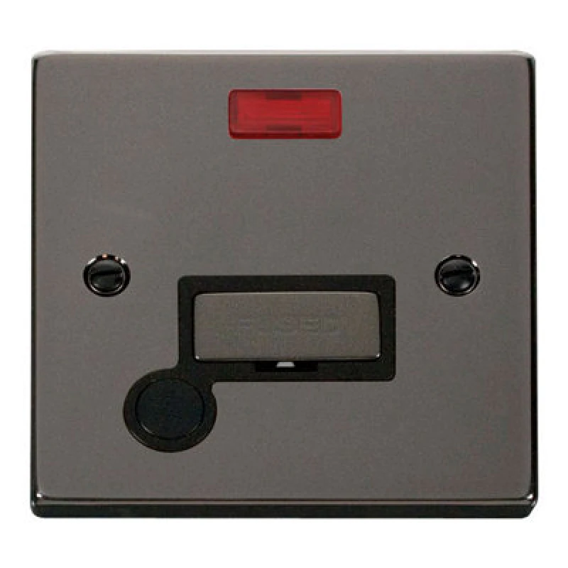 Image of SE Home Black Nickel 13A Fused Ingot Connection Unit With Neon With Flex Black