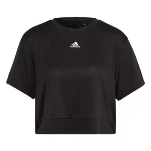 Image of adidas AEROREADY Studio Loose Crop T-Shirt Womens - Black
