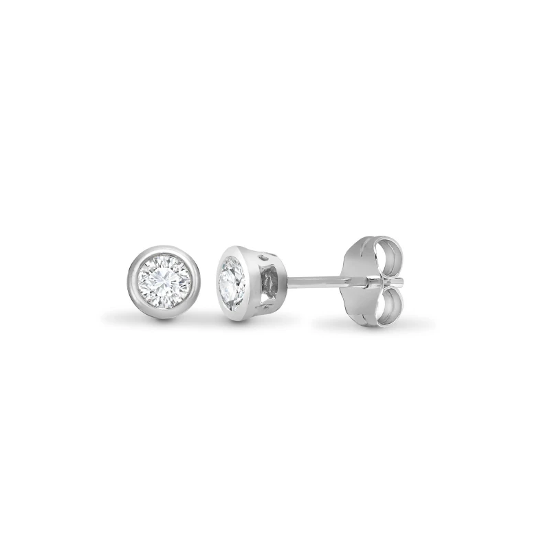 Image of Jewelco London 18ct White Gold 0.2ct Diamond Solitaire Stud Earrings - 18E014-020 Silver female