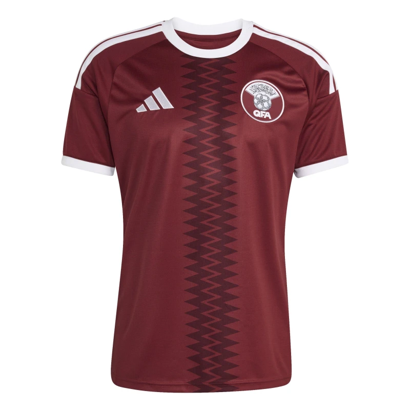 Image of adidas Qatar Home Shirt 2026 Mens Maroon/White male S