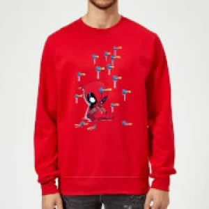 Image of Marvel Deadpool Cartoon Knockout Sweatshirt - Red - M