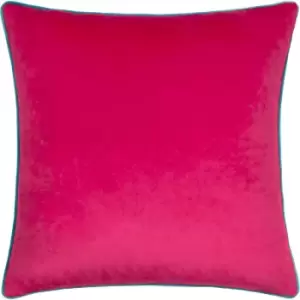 Image of Meridian Velvet Cushion Raspberry/Teal - Raspberry/Teal - Paoletti