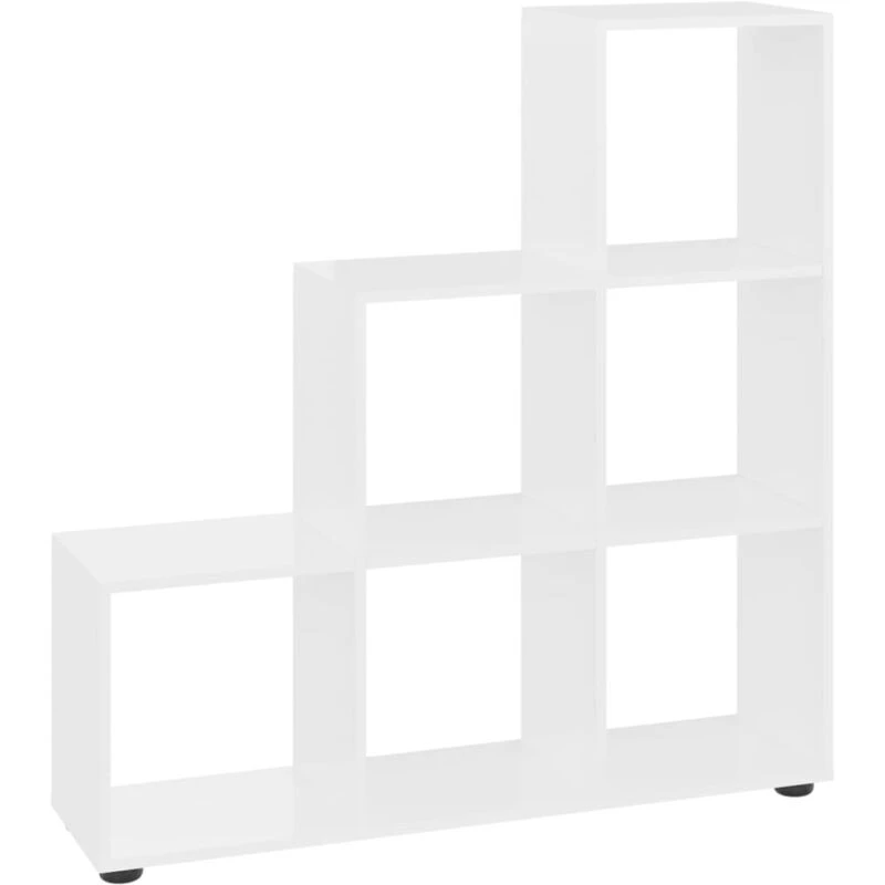 Image of vidaXL Staircase Bookcase High Gloss White 107cm Engineered Wood, White 342605