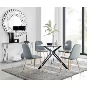 Image of Furniture Box Cascina Dining Table and 4 Grey Corona Gold Leg Chairs