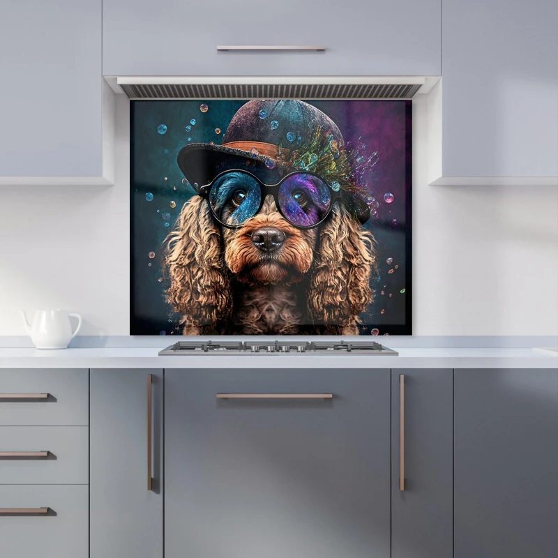 Image of Warren Reed - Designer Cockapoo Dog Face Splashart Kitchen Splashback Size: 900mm x 650mm Multicolor Unisex 900mm x 650mm