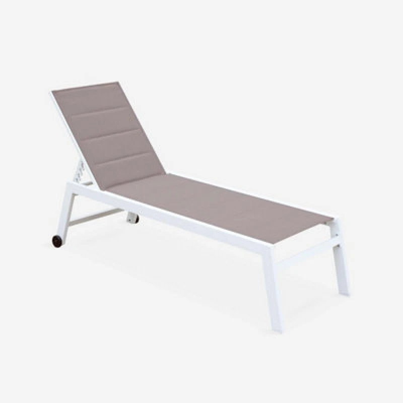 Image of sweeek Textilene And Aluminium Sun Lounger 6 Reclining Positions White