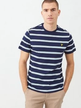 Image of Lyle & Scott Wide Double Stripe T-Shirt - Navy