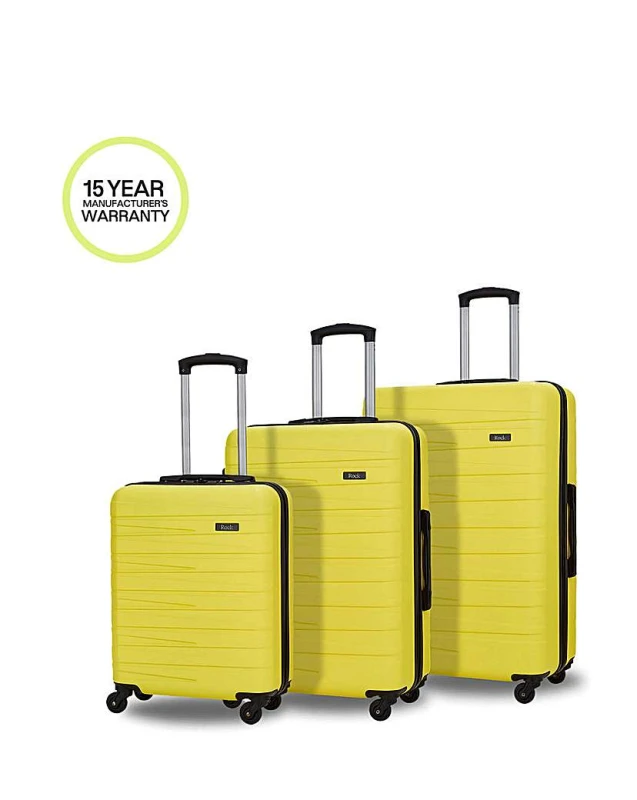 Image of Rock Rock Seattle 3pc Suitcase Set Yellow - Rock - Size: 3 Piece Set Yellow 3 Piece Set SH49603