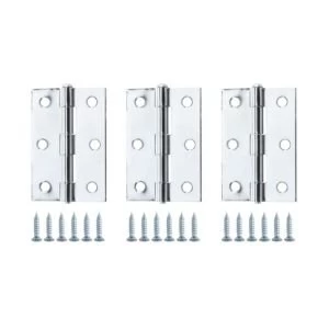 Image of Chrome Effect Metal Loose Pin Butt Hinge Pack of 3